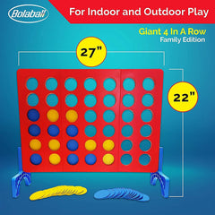 Bolaball 4 in a Row Outdoor Game – 1.8 Ft Yard Game for Adults & Family, Life-Size Lawn Game, Extra Large Outdoor Game, Backyard Oversized Game for Kids & Adults