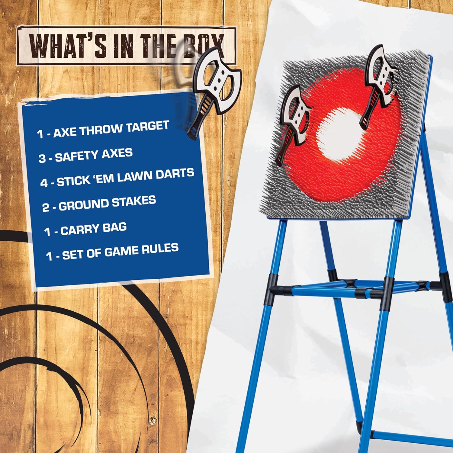 Eastpoint Axe Throw & Lawn Dart Target Sets - Bristle Axe Throwing Target & 2-in-1 Combo Backyard Game for Indoors and Outdoors